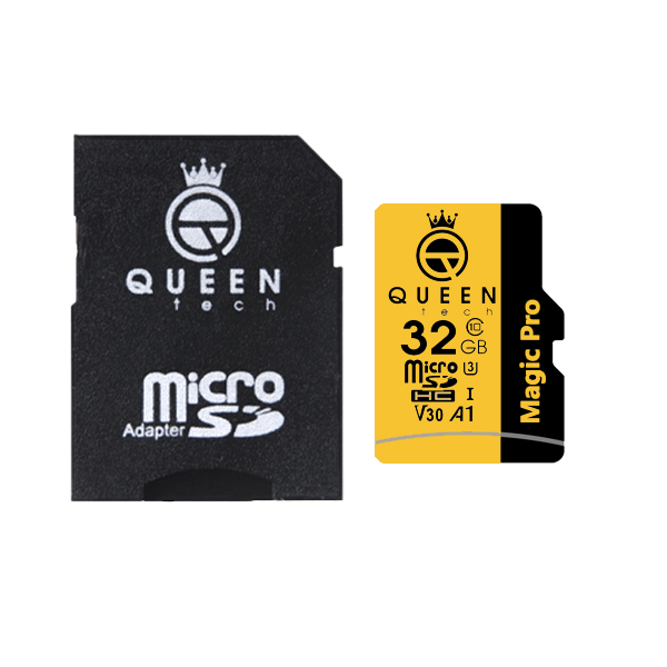 کارت حافظه Micro SD HC کوئین تک مدل A2-V30-633X کلاس 10 استاندارد UHS-l U3 سرعت 95MBps ظرفیت 32 گیگابایت به همراه آداپتور SD