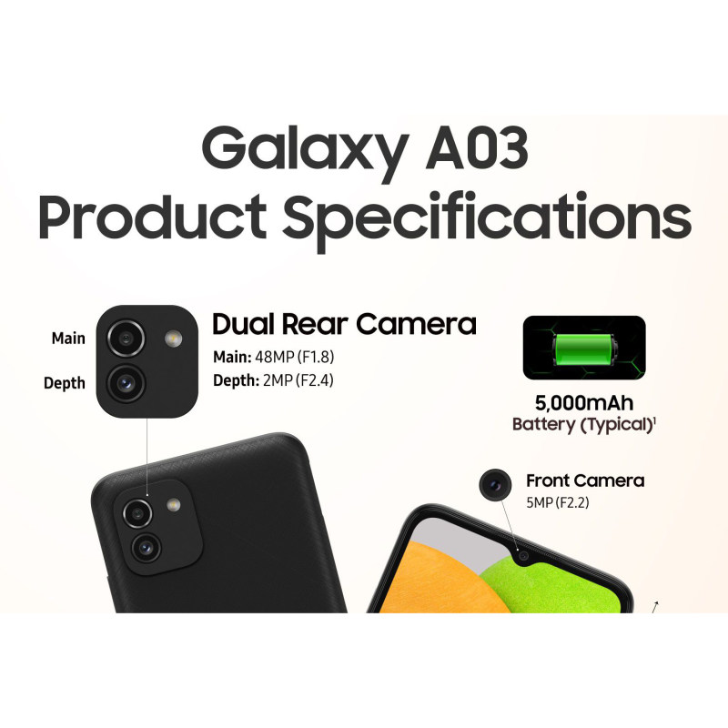 گوشی موبایل سامسونگ مدل Galaxy A03 SM-A035F/DS دو سیم‌ کارت ظرفیت 64 گیگابایت و رم 4 گیگابایت