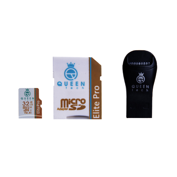 کارت حافظه microSDHC کوئین تک مدل +Elite pro 566X کلاس 10 استاندارد UHS-I U3 سرعت 85MBps ظرفیت 32 گیگابایت به همراه آداپتور SD و کارت خوان